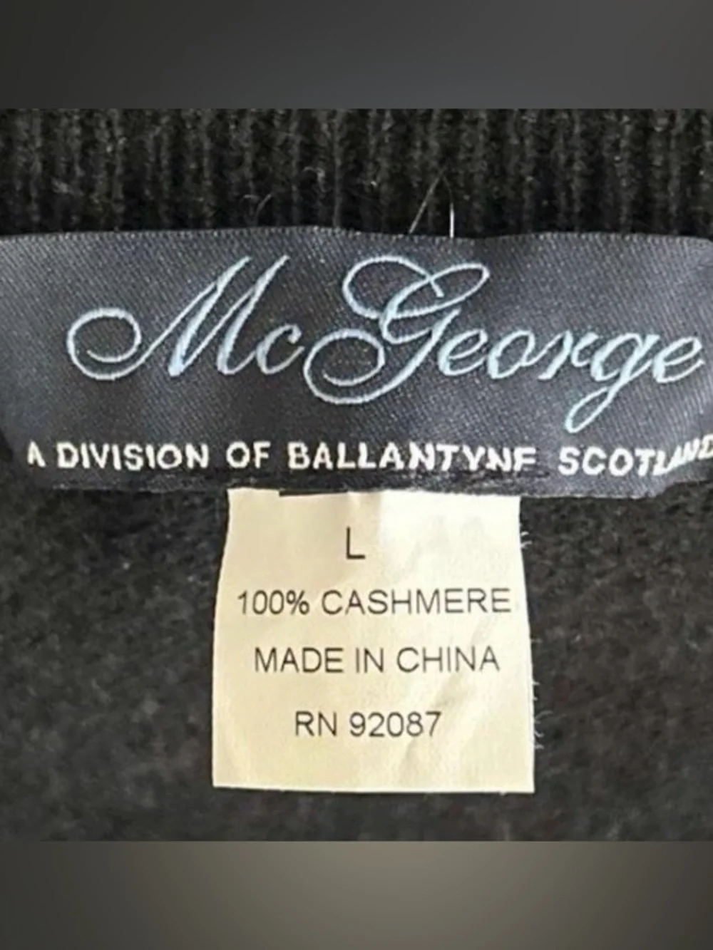 McGeorge Ballantyne Scotland 100% Cashmere Argyle Sweater Men’s Gray Black large
